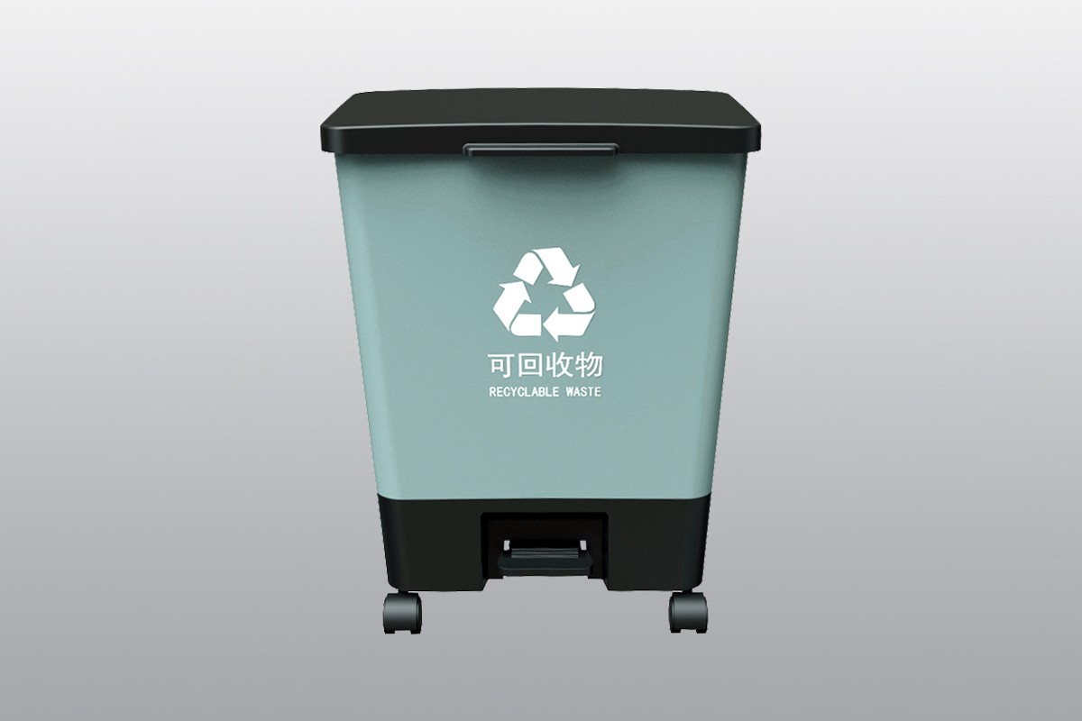 室内一体式踏板垃圾桶（带轮）